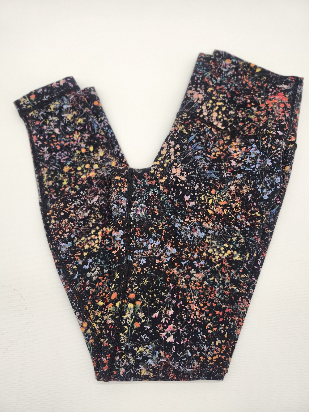 Lululemon Wunder Under High Rise Floral Leggings Size 6 27" Black Multicolor
